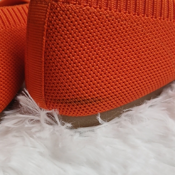 Orange Knit Pointed Toe Casual Bright Everyday Women's Flats - Picture 9 of 13